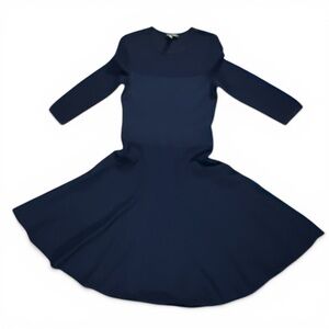 Lauren Ralph Lauren Navy Blue Medium Midi Dress Ribbed Top